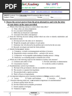 Citizenship Model Examination 6 For Grade 8