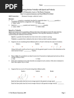 Speed and Velocity - Worksheet