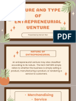 Nature and Type Entrepreneurial Venture