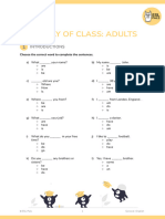 (SV) 1st Day of Class For Adults