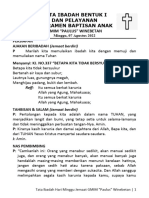 Tata Ibadah Minggu Bentuk I & Sakramen Baptisan (070822)