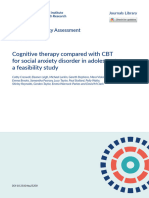 Cognitive Therapy Compared With CBT For Social Anxiety Disorder in Adolescents: A Feasibility Study