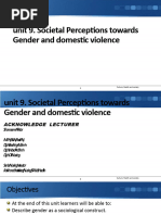 Unit 9 Societal Perceptions Towards Gender Domestic Violence