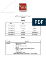 Syllabus and Schedule For Term 1 Grade 10 Schedule