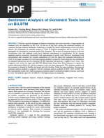 Sentiment Analysis of Comment Texts Based On BiLSTM