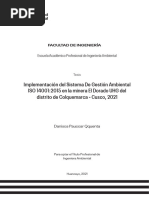 Implementación Del Sistema de Gestión Ambiental ISO 14001:2015 en La Minera El Dorado UHG Del Distrito de Colquemarca - Cusco, 2021