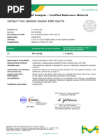 Certificate of Analysis - Certified Reference Material: Certipur Iron Standard Solution 1000 MG/L Fe