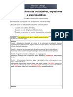 Actividades para La Producción de Textos Expositivos Descriptivos o Argumentativos