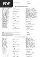 Division of Integers Drills