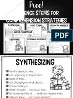 Sentence Stems For Comprehension Strategies