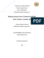 Bullying Among Grade 12 Students in RCBD-Saint Anthony Academy, Inc