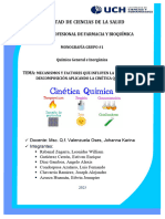 Monografia de Los MECANISMOS Y FACTORES QUE INFLUYEN LA VELOCIDAD DE DESCOMPOSICIÓN APLICANDO LA CINÉTICA QUÍMICA