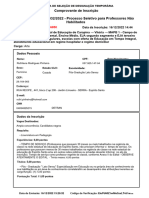 Comprovante de Incrição SEDU Edital 32.2022 (Não Habilitado - Vitória - Arte