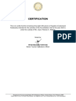 Certification of Custody