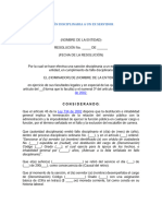 Resolución Sanción Disciplinaria A Un Ex Servidor: La Ley 734 de 2002