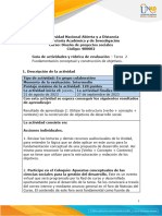 Guía de Actividades y Rúbrica de Evaluación - Unidad 2 - Tarea 2 - Fundamentación Conceptual y Construcción de Objetivos