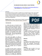 Informe de Análisis de Agua Cruda y Agua Embotellada.