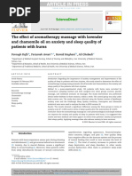 The Effect of Aromatherapy Massage With Lavender and Chamomile Oil On Anxiety and Sleep Quality of Patients With Burns