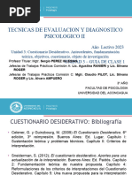 Técnicas II - 2023 - Unidad 3 - Clase 1 - C Desiderativo-Antec, Bases Teóricas, Objetivos, Cuestionario, Objeto de Investigación