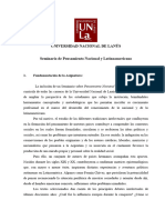 Programa Seminario Pensamiento Nacional y Latinoamericano UNLa 1er Cuatrimestre 2022 Comisión Villalba