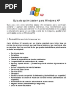 Guia de Optimizacion para Windows XP