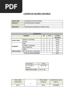 Cuadro de Valores Unitarios