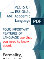 Aspects of Professional and Academic Language