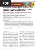 Experimental Demonstration of Transverse Modeinstability Enhancement by A Counter-Pumpedscheme in A 2 KW All-Fiberized Laser