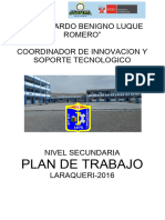 Plan de Trabajo: I.E. "Eduardo Benigno Luque Romero" Coordinador de Innovacion Y Soporte Tecnologico