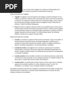 Los Géneros Dramáticos Que Se Derivan de La Tragedia y La Comedia Son Fundamentales en La Tradición Teatral y Literaria Occidental