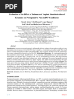 Evaluation of The Effect of Submucosal Vaginal Administration of Ketamine On Postoperative Pain in Ivf Candidates