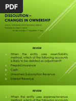 Dissolution - Changes in Ownership