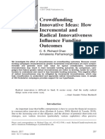 Crowdfunding Innovative Ideas How Incremental and Radical Innovativeness Influence Funding. Entrepreneurship Theory & Practice, Mar., 237-263.