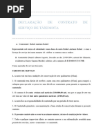 Declaração de Contrata de Serviço de Táxi Mota