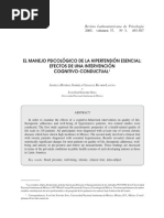 El Manejo Psicológico de La Hipertensión Esencial: Efectos de Una Intervención Cognitivo-Conductual