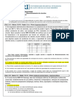 Disciplina: Instalações Industriais Lista de Exercícios 17/04/2018 - Dimensionamento de Circuitos Prof. Luciano Bonato Baldissera