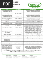 Standard Label Manufacturing Tolerances