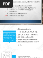 Grade 7 Week 2.1 Union, Intersection of Set and Difference of