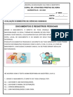 Avaliação Bimestral Ciências Humanas