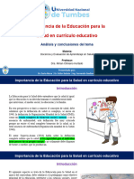 Importancia de La Educación para La Salud en Currículo Educativo