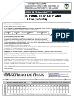 Prof. Ens. Fund. de 6º Ao 9º Ano I.E.M (Inglês) : Caderno de Prova Objetiva