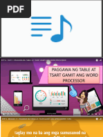 Paggawa NG Table at Tsart Sa Tulong NG Word Processing Tool