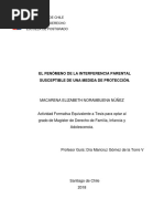 El Fenómeno de La Interferencia Parental Susceptible de Una Medida de Protección