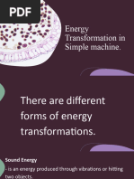 Energy Transformation in Simple Machine