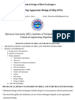 Chemical Engineering Apparatus Design (Cheg 4191) : Mechanical Design of Heat Exchangers