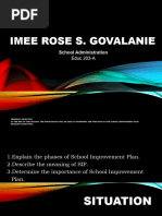 Govalanie, Imeerose S Slide Deck. - School Improvement Planning