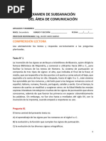 COMUNICACIÓN 3ro - Examen de Subsanación 2021