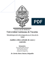 Análisis Crítico Artículo de Casos y Controles