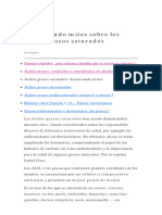 Desterrando Mitos Sobre Los Ácidos Grasos Saturados