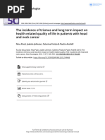 The Incidence of Trismus and Long Term Impact On Health Related Quality of Life in Patients With Head and Neck Cancer